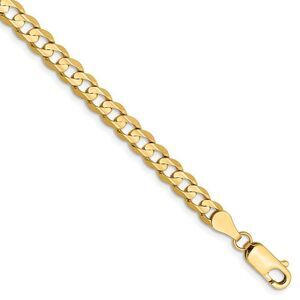 4.5mm, 14k Yellow Gold, Open Concave Curb Chain Bracelet, 7 Inch